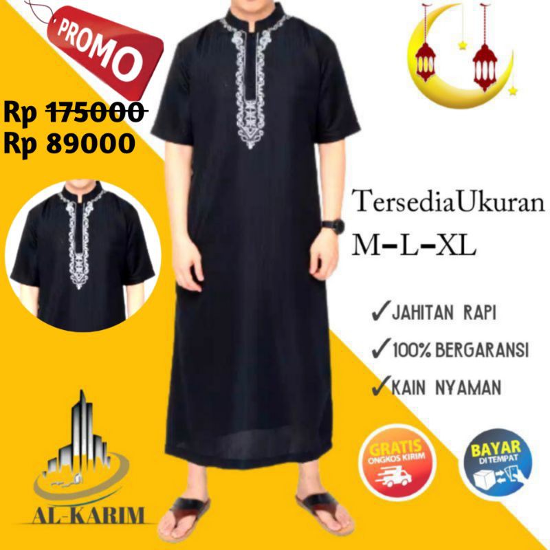 GAMIS PRIA/JUBAH BORDIR LENGAN PANJANG LENGAN PENDEK