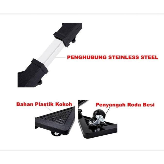 Setel Roda Kulkas Besi Kaki Kulkas Besi Rak Kaki Mesin Cuci Alas Lemar