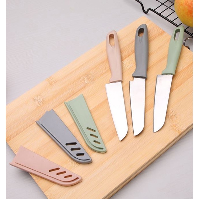 TOKO MUDA Pisau Buah Sayuran Makanan kitchen set Stainless steel Pisau Dapur LD03 dan Alat Asah Pisau Gunting Serbaguna