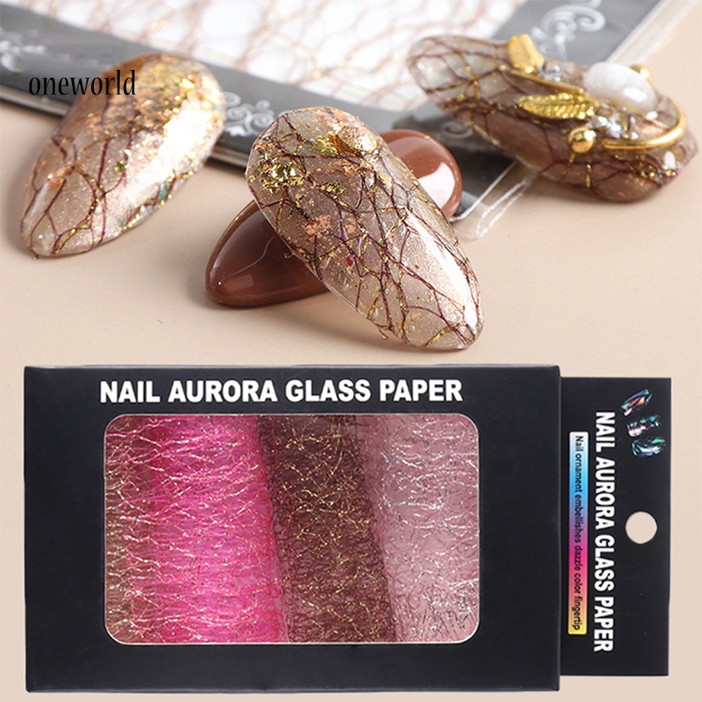 (ord) 1 Kotak Stiker Kuku 3D Bahan Mesh Untuk Nail Art