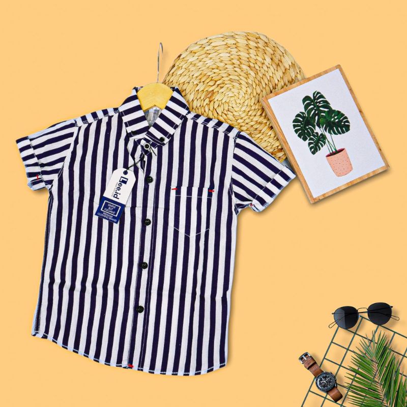 Kemeja salur Anak Laki-Laki Kemeja Distro Umur 1-10 Tahun Bahan Mat Cutton  Warna Maroon