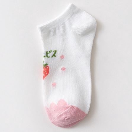 DF KK204 Kaos Kaki Wanita Motif Buah Strawberry Orange Kaos Kaki Pendek Fashion Korean