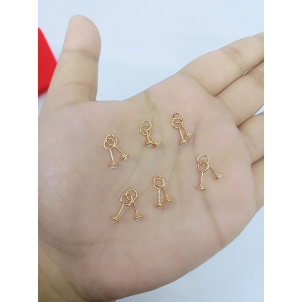 ANTING ANAK PERAK ASLI LAPIS EMAS 925/ANTING TOGE MATA PUTIH KECIL/ANTING ANAK SILVER/ANTING FASHION ANAK