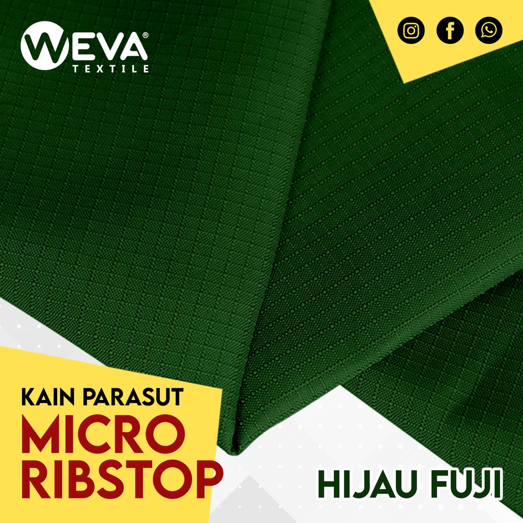 Bahan Kain Micro Ribstop Kain Jaket Parasut Waterproof Hijau Fuji