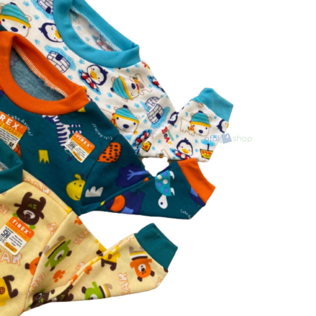 setelan piyama baju panjang celana panjang anak/bayi printing karakter merk tirex