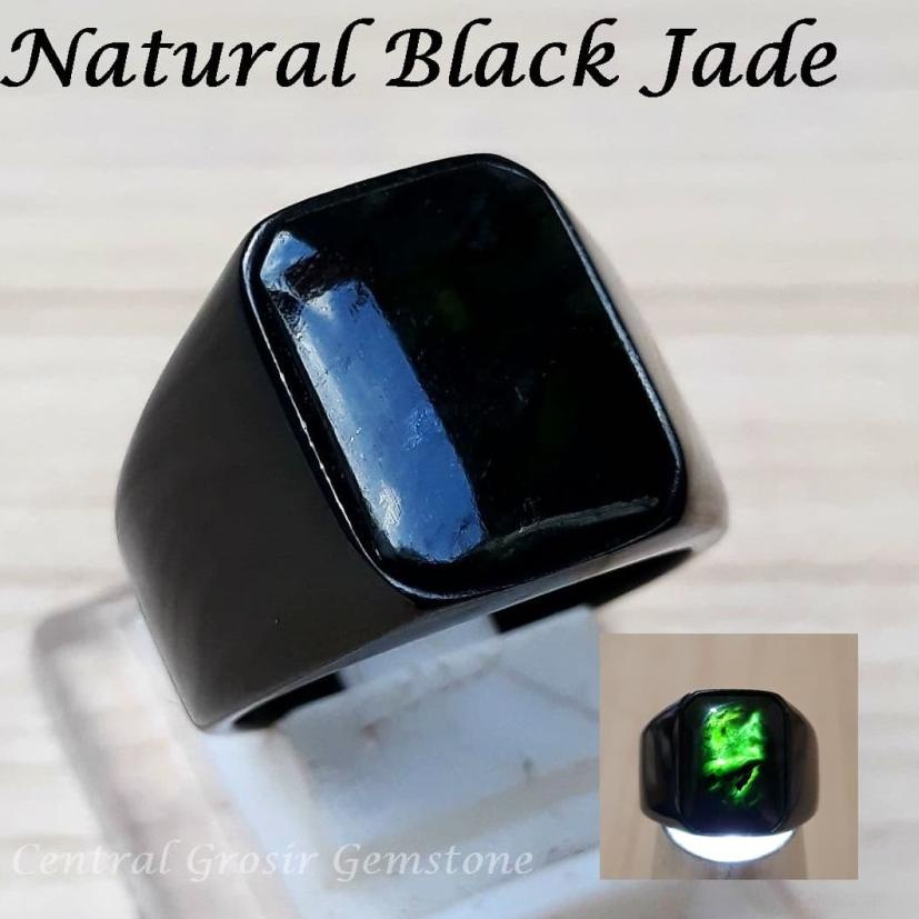 Sudah READY.. Cincin Batu Akik Asli Black Jade Giok Hitam Original