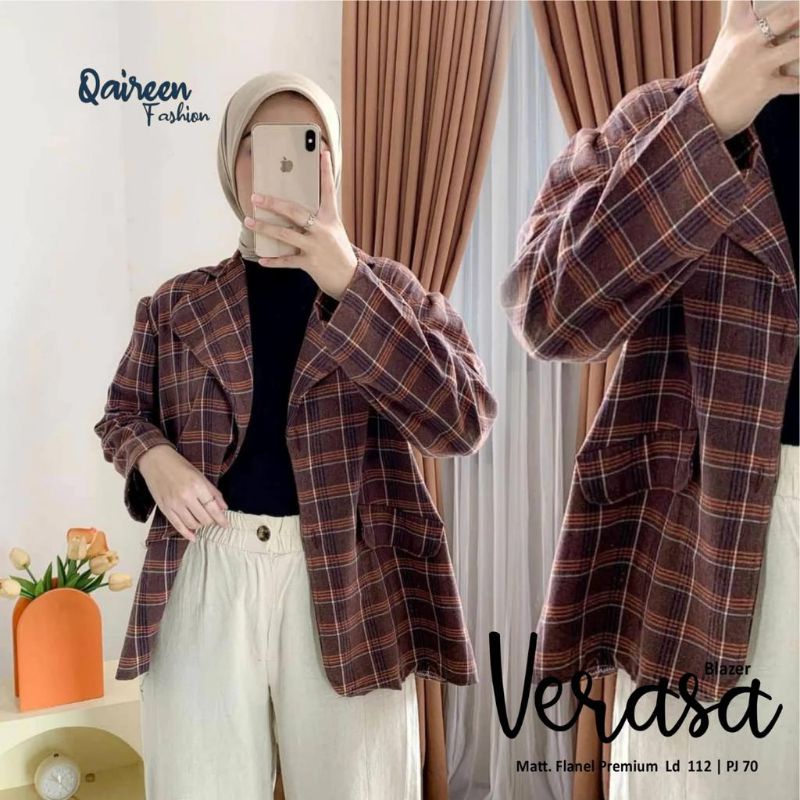 Verasa Blazer//Blazer Wanita//Blazer Premium//Blazer Kekinian//Atasan Blazer//Atasan Kotak Kotak//Ke