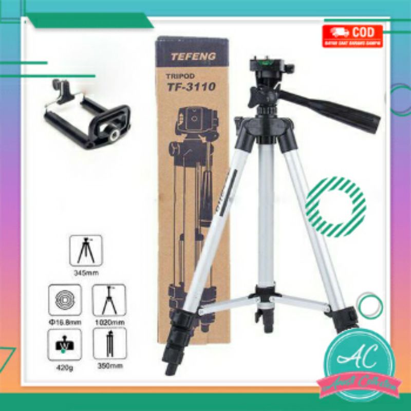 Tripod kamera lipat with holder tiang teropong teleskop hp foto panjang max 1 meter