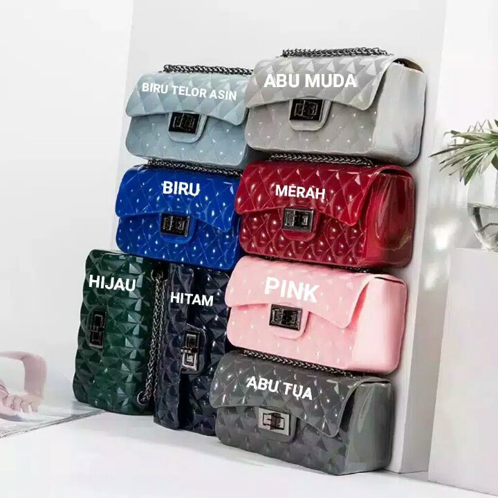 Tas Jelly Diamond Besar Tas Jelly Matte Tas Jelly Glossy Besar uk 22cm dan Kecil uk 18cm Tas Import