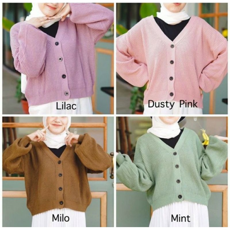 Cardigan Rajut Wanita Outer Cardy Lengan Balon
