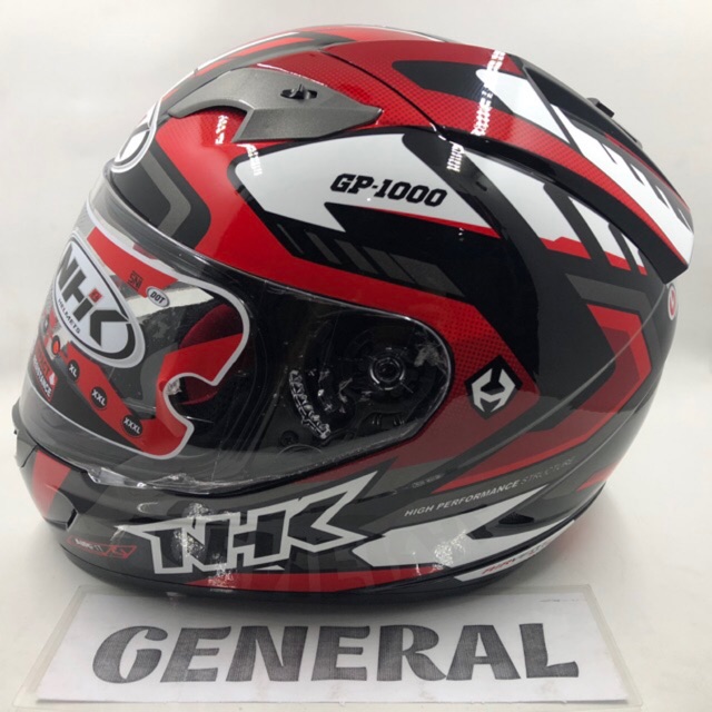 Helm NHK GP1000 GP 1000 Motif Million Black Red Hitam Merah Full Face Double Visor