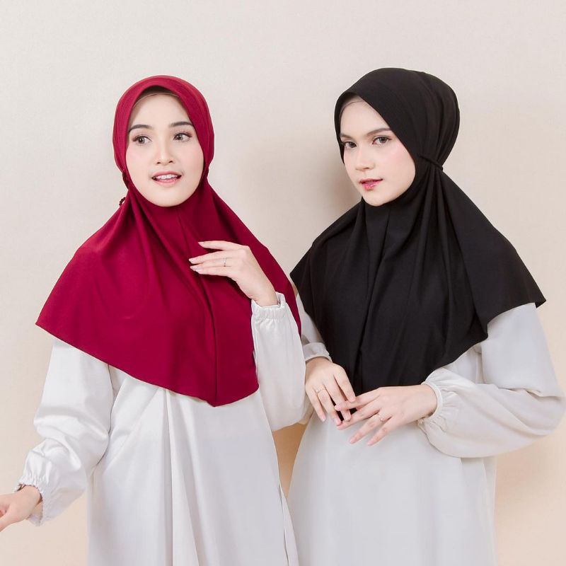 Jilbab Bergo Hamidah Jersey Tali Kepang Ulir Pet Premium