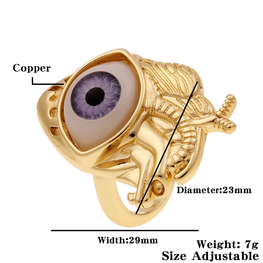 Eropa dan Amerika baru perhiasan tembaga berlapis emas cincin Iblis Mata berlebihan dan pribadi cinc