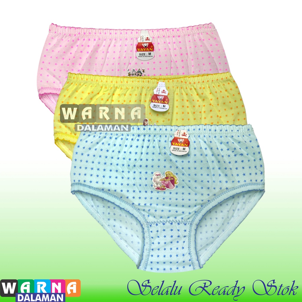 6 Pcs Celana Dalam Anak Perempuan Gambar Motif Kancut Cewek Multiwarna | WARNA DALAMAN