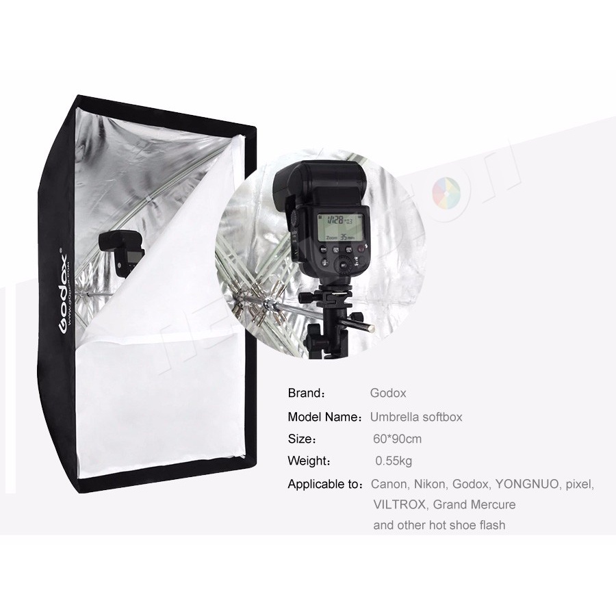 Payung Softbox Reflektor Murah 60x90cm Flash Speedlights - Hitam