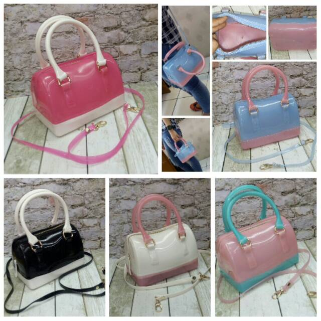 TAS WANITA FASHION FURLA SPEDY JELLY MINI 2 TONE