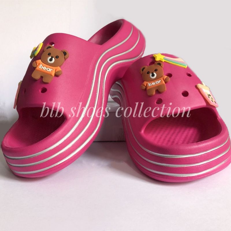 Sandal Selop Wanita Motif Bear Fuji Sandal Import Cewek Trendy Nyaman kekinian Empuk Tebal Sandal wedges Empuk Ringan