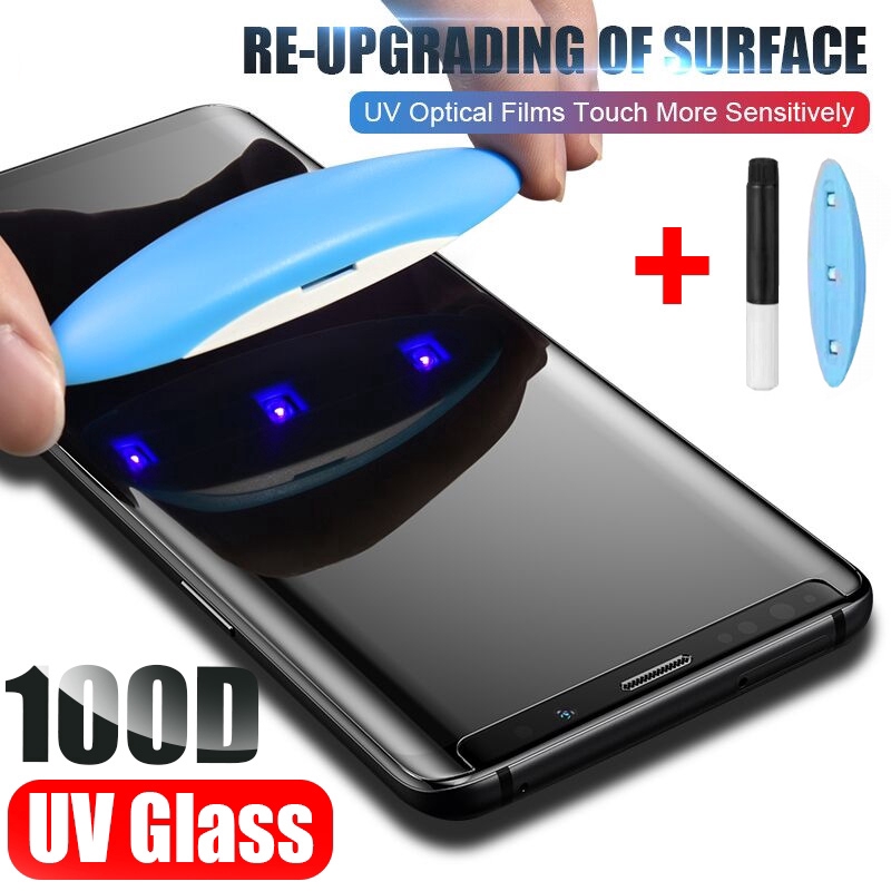 Pelindung Layar Tempered Glass Uv Untuk Samsung Galaxy S8 S9 S10 S20Plus Note 8 Note 9 Note 10