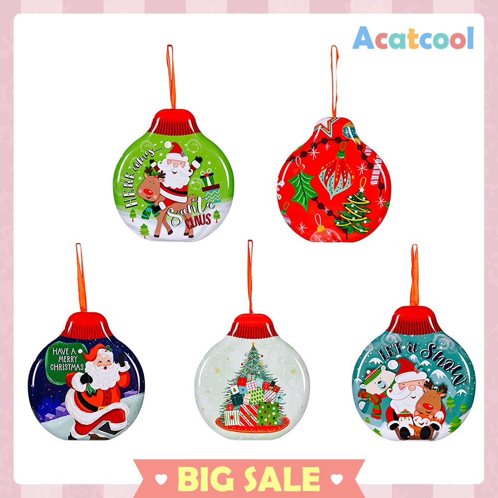 Christmas Candy Tin Box Tinplate Can Hanging Children Gift Packing Case