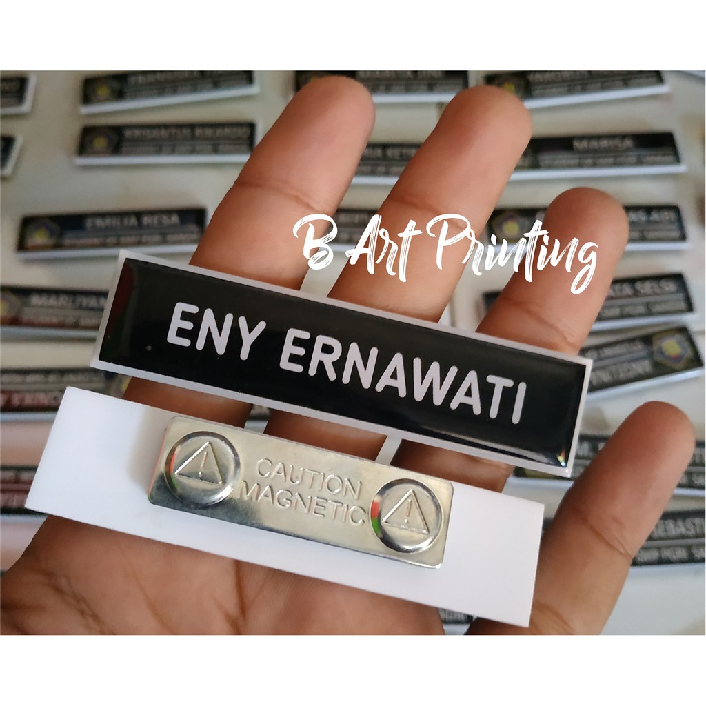 HARGA GROSIR Papan Nama Nama Dada Name Tage Akrilik Resin Magnet
