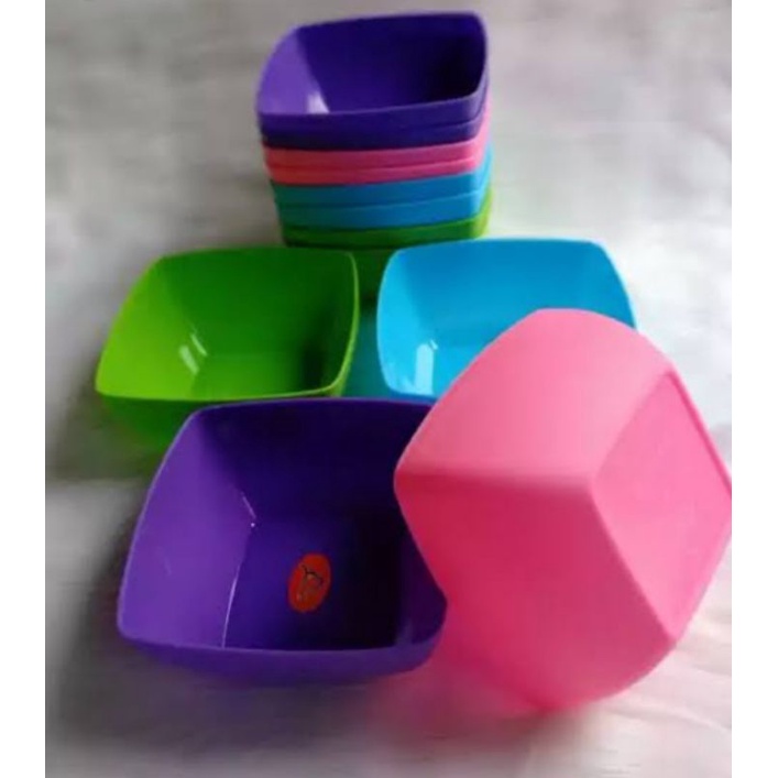 Mangkok Plastik Kotak Alexis/ Mangkok segi plastik warna