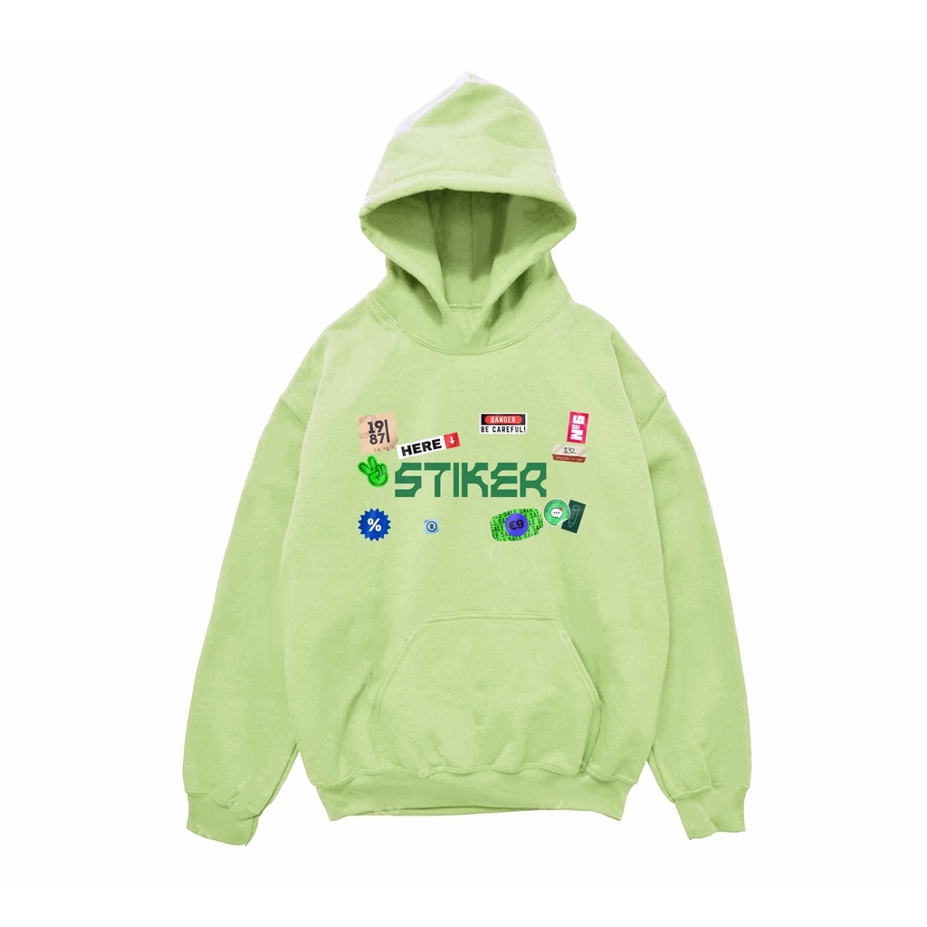 Hoodie Stiker Sweater Pria Fleece Size M - XXL