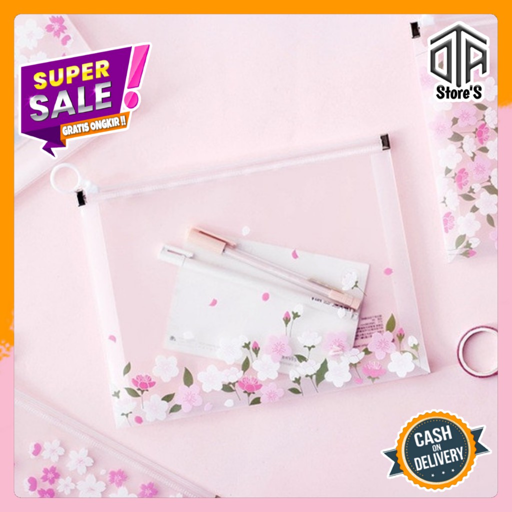 

Map File Folder Sakura Flower Portable A4 File Storage Pouch Bag Tempat Buku Peralatan Kantor