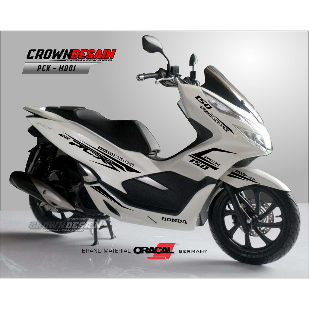 Fanstore Cutting Sticker Honda Pcx M001 Hitam Motor Putih