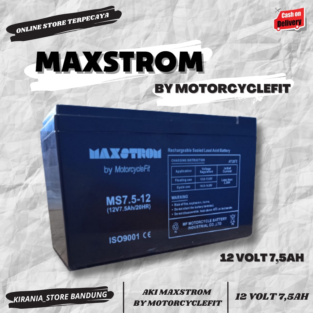 Aki Ups Merek Maxstrom 12V/7,5Ah Gs Yuasa