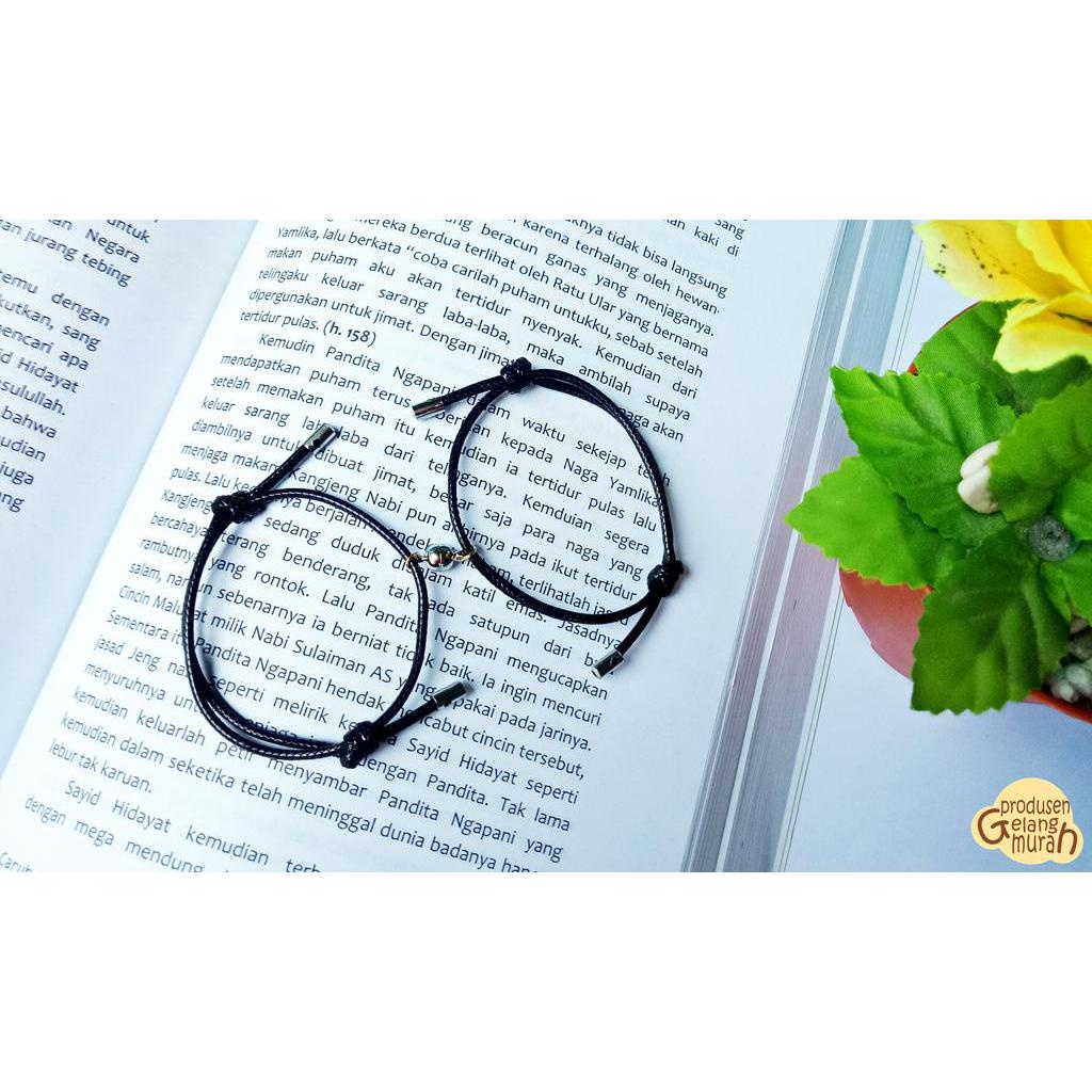 Gelang Pasangan 2 Buah/Set, Perhiasan Gelang CINTA Tali Tangan Teman Tenun Magnet Logam Paduan