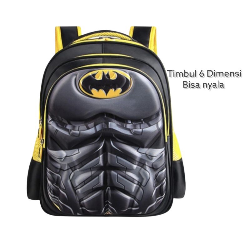 tas anak batmen/tas anak SD/tas anak sekolah/tas anak timbul 3 dimensi/tas anak timbul led/tas anak TK/tas anak laki-laki/tas anak karakter