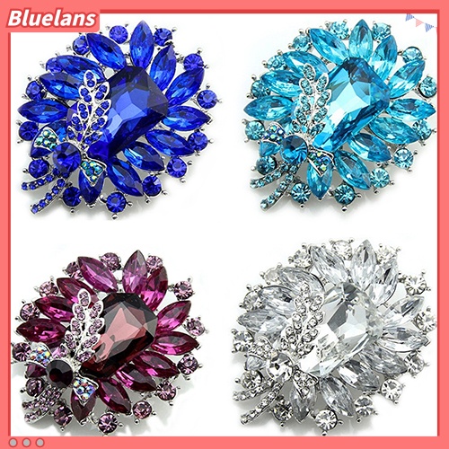 Bluelans Women Banquet Party Broach Blue Clear Rhinestone Crystal Butterfly Pin Brooch