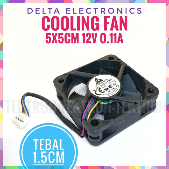 Delta Electronics 12V 0.11A Cooling Fan 5cm tebal 1.5cm 4 pin 5x5 cm
