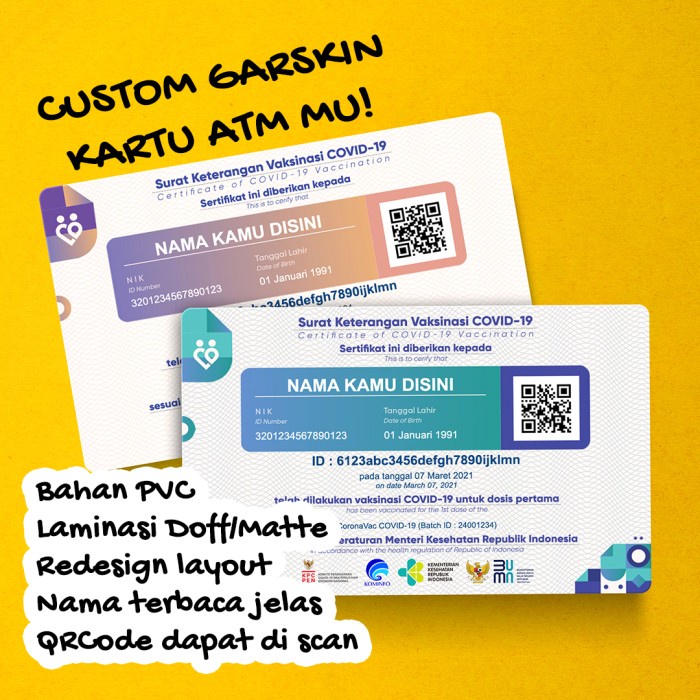 Garskin ID Card Custom / Stiker ATM Custom / GARSKIN /