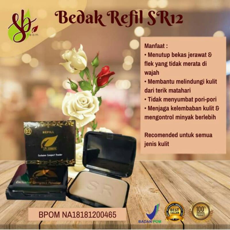 BEDAK GLOWING + FOUNDATION SR12 HERBAL / BEDAK REFIL NATURAL SR12
