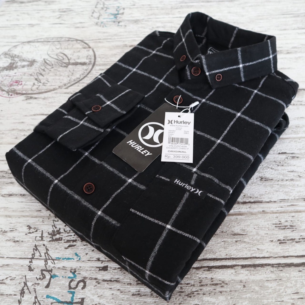 Kemeja Flanel Pria Lengan Panjang Premium Hitam Motif Kotak Kotak Original Terbaru