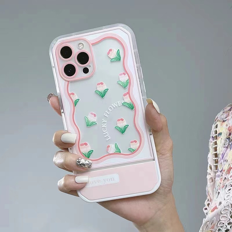 Soft Case TPU Transparan Shockproof Dengan Bracket Untuk iPhone 13 12 11 Pro X XR XS Max SE 2020 6 6S 7 8 Plus