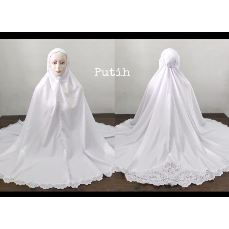 MUKENA SANTRI DEWASA BORDIR FULL RENDA PUTIH