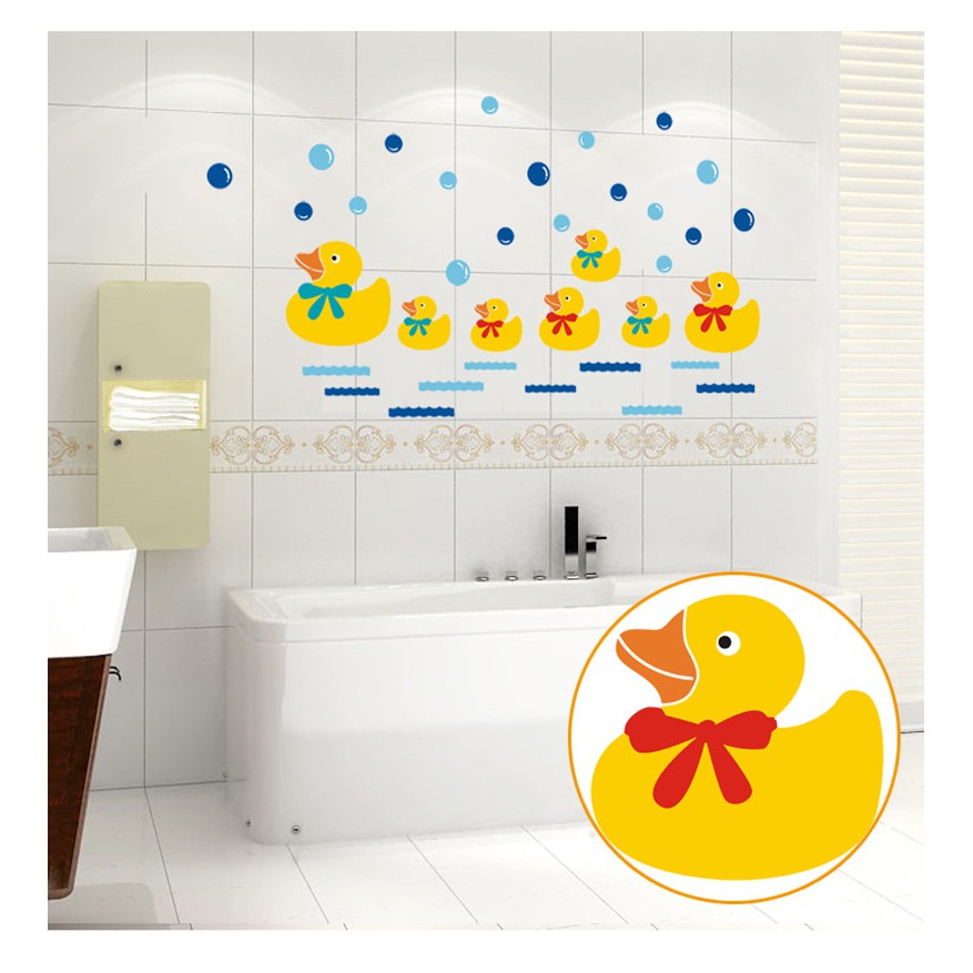 RELIZA WALL STICKER BEBEK 45X60CM DUCK KAMAR MANDI IKAN STIKER DINDING TOILET