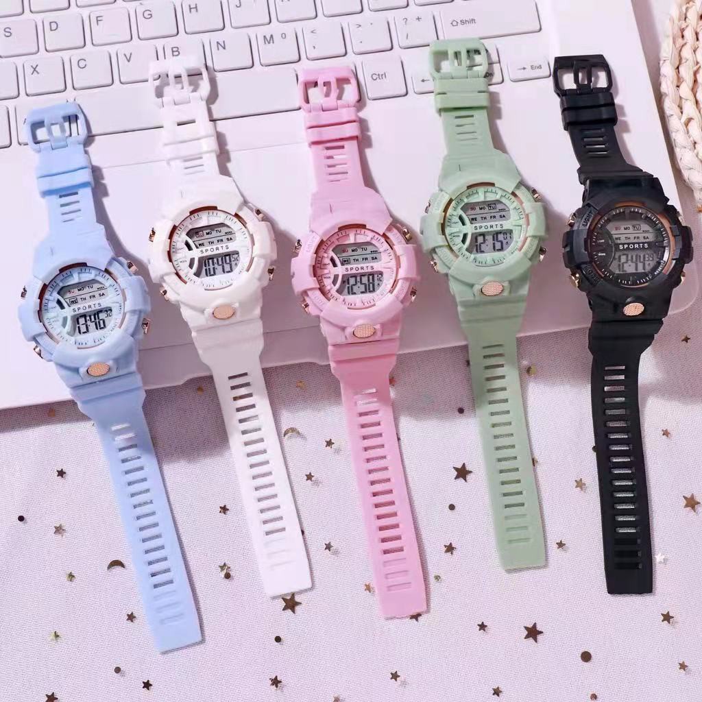 Jam Tangan Wanita Digital korea Aosun rubber bulat