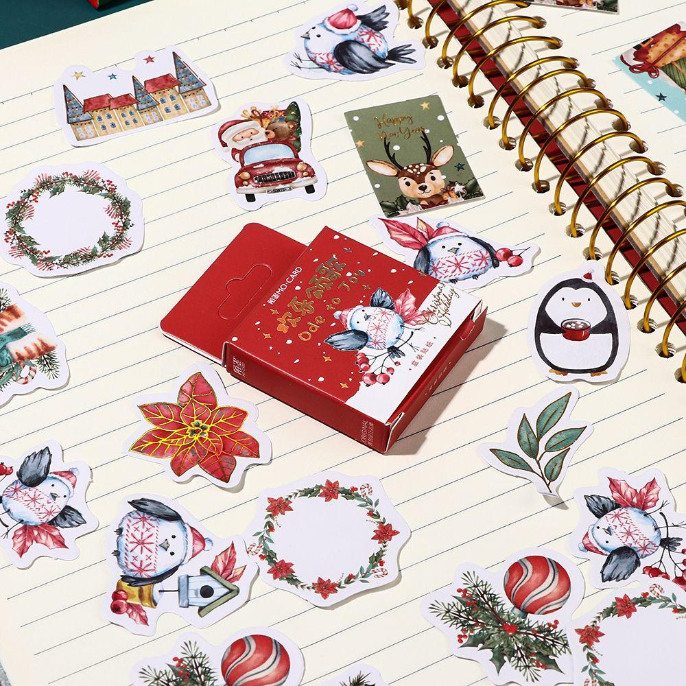 46pcs Stiker Label Motif Bunga Merry Christmas Untuk Dekorasi Diary / Album / Scrapbook DIY