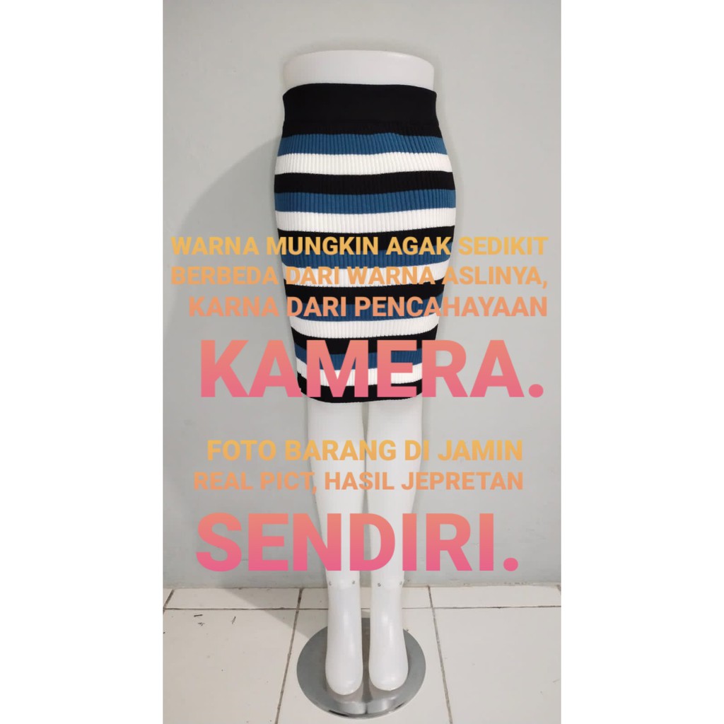 ROK SPAN RAJUT PENDEK RAINBOW 61-63CM PREMIUM