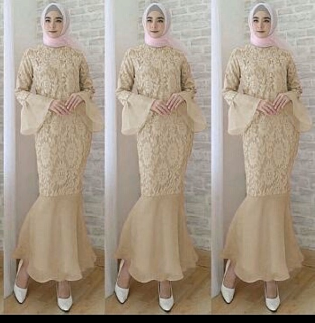 Maxi Mermaid Duyung Brukat Corneli Lapis Furing+ Organdi TERMURAH GAMIS BROKAT MUSLIM LEBARAN