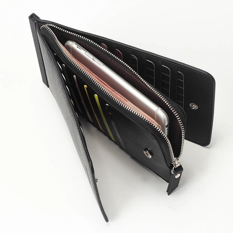 Multi Compartment Ladies Long Wallet Dompet Pria Wanita Kulit