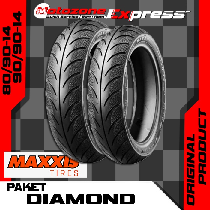 PAKET BAN DEPAN+BELAKANG MOTOR MIO-BEAT-SPIN, BAN MAXXIS DIAMOND 80/90-14 & 90/90-14  BAN TUBELESS