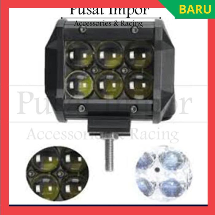 Lampu LED Motor 12 Volt Kotak 4D 6 Mata 18 Watt Lampu Sorot LED Motor Lampu Tembak Motor LED Cree