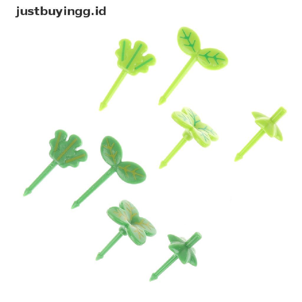 [justbuyingg.id] 8pcs Fruit Vork Tandenstoker Bladeren Salade Tiny Vork Mini Cake Picks Voor kids ID