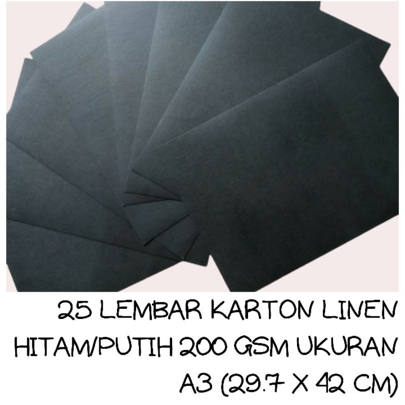 

[25 Lembar]KertasLinen/UkA3/KartonLinenHitam