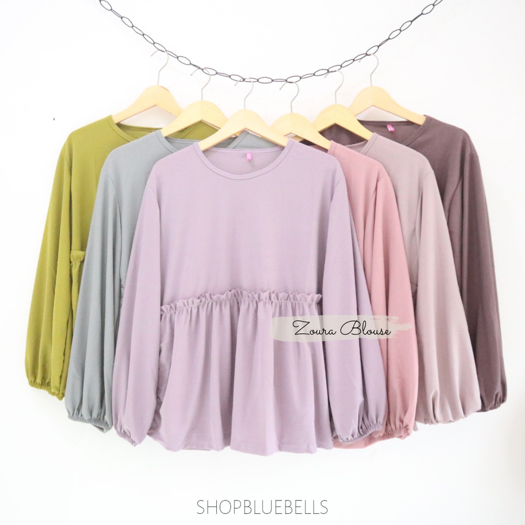 Zoura Ruffle Blouse - Atasan rempel lengan balon