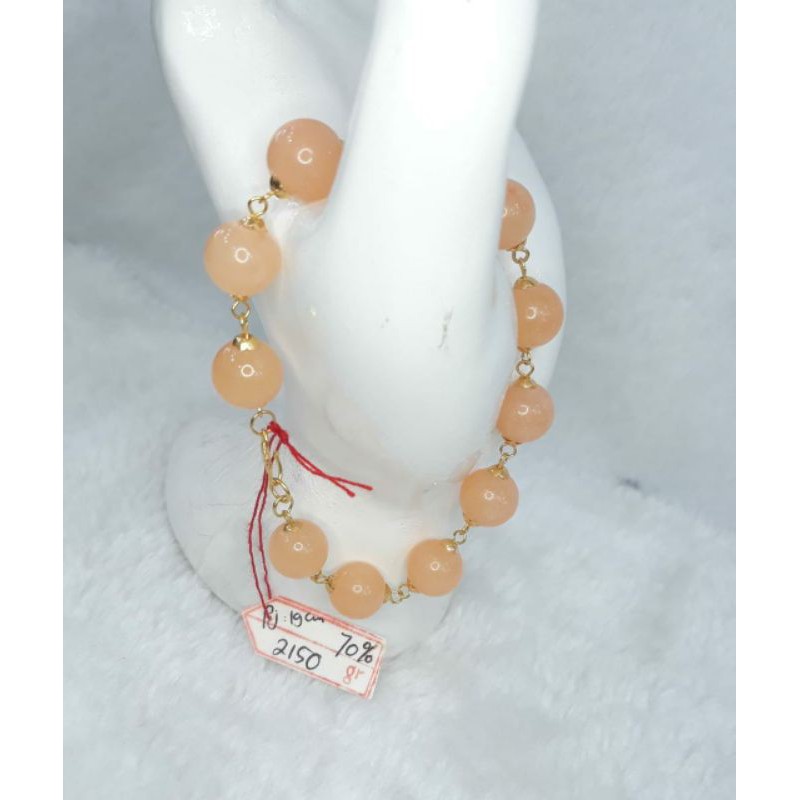 GL702H145H gelang emas permata batu blewah warna cream krem berat 2.150 sama mata 15.800 panjang 19c